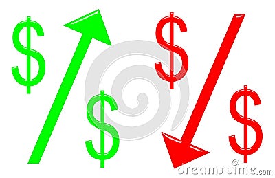 Raising and Falling Dollar Stock Photo