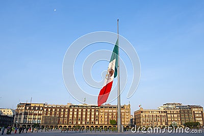 Raising Flag ceremony on Zocalo in Mexico City, Mexico Editorial Stock Photo