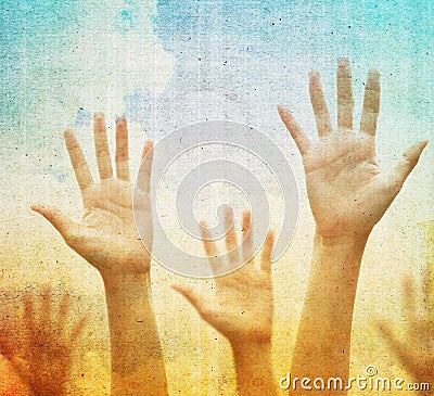 Raising hands Stock Photo