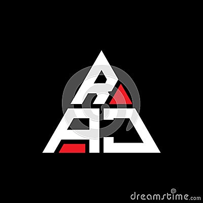 RAJ triangle letter logo design with triangle shape. RAJ triangle logo design monogram. RAJ triangle vector logo template with red Vector Illustration