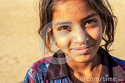 Cute Indian girl smiling for camera Editorial Stock Photo