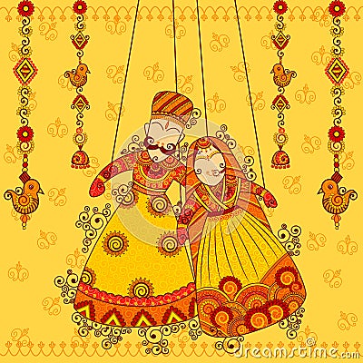 Rajasthani Puppet in Indian art style Vector Illustration
