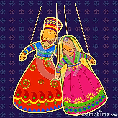 Rajasthani Puppet in Indian art style Vector Illustration