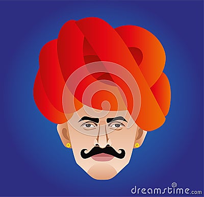 Rajasthani Rabari man close up Vector Illustration