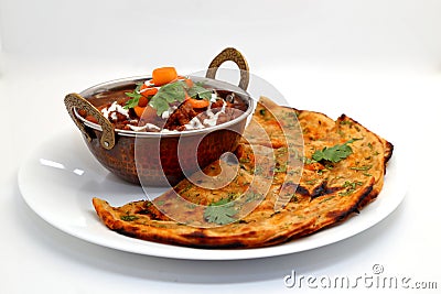 Kidney bean curry or rajma masala with lachha paratha Stock Photo