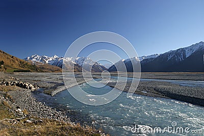 Rakaia River, Canterbury New Zealand Stock Photo