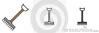 Rake, farming tool icon Vector Illustration