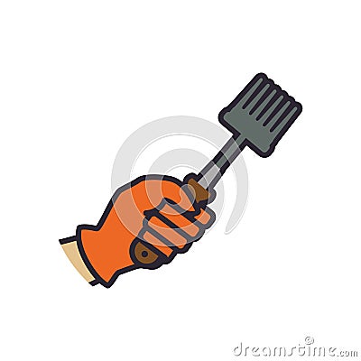 Rake hand garden gardening tool icon. Vector graphic Vector Illustration