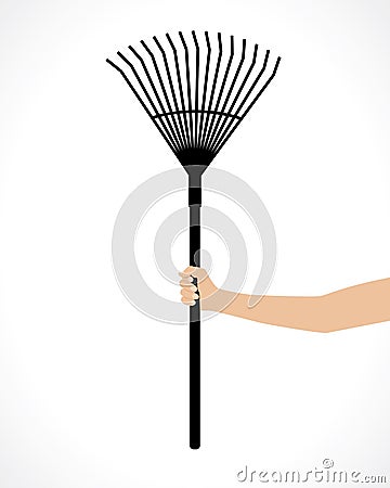 Rake in hand Vector Illustration