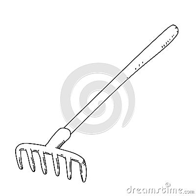 Rake isolated on white background-Hand drawn Vector Illustration Vector Illustration