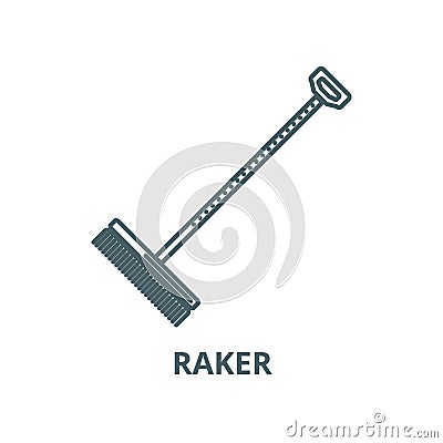 Rake,raker vector line icon, linear concept, outline sign, symbol Vector Illustration