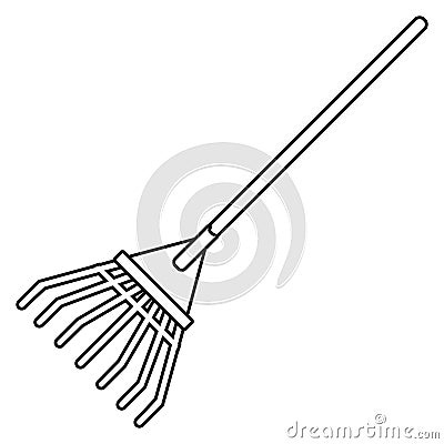 rake tool gardening thin line Cartoon Illustration