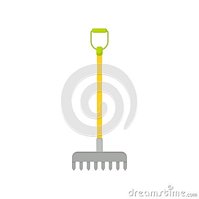 Rake vector icon isolated. Garden tool in cartoon style Vector Illustration