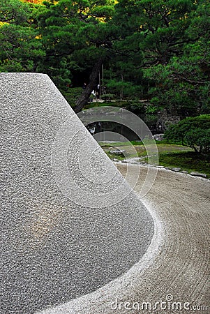 Raked sand cone mountain Editorial Stock Photo