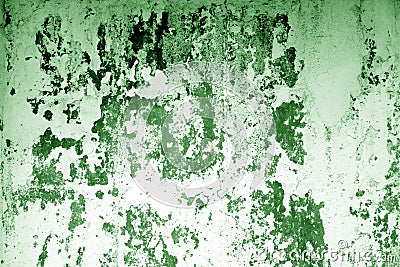 Ð¡raked weathered cement wall texture in green tone Stock Photo