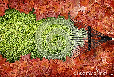 Raking leaves Stock Photo