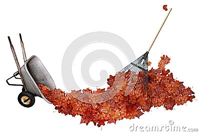 Raking leaves Stock Photo