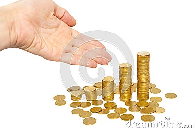 Raking money hands Stock Photo