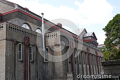 Rakovnik, Czech Republic - July 2, 2022 - modernist building from 1914 with a facade of white unplastered brick - Sokolovna Stock Photo