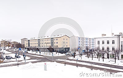 Aerial view of Rakvere in winter Editorial Stock Photo