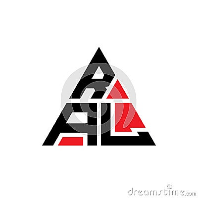 RAL triangle letter logo design with triangle shape. RAL triangle logo design monogram. RAL triangle vector logo template with red Vector Illustration