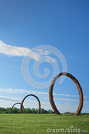 RALEIGH,NC/USA - 4-10-2020: Gyre sculpture by Thomas Sayre, in the museum park at the North Carolina Museum of Art in Raleigh Editorial Stock Photo