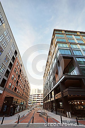 Raleigh, NC -USA - 2-14-2023: Smoky Hollow, a mixed use development of retail, apartments and office space in downtown Raleigh NC Editorial Stock Photo