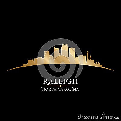 Raleigh North Carolina city silhouette black background Vector Illustration