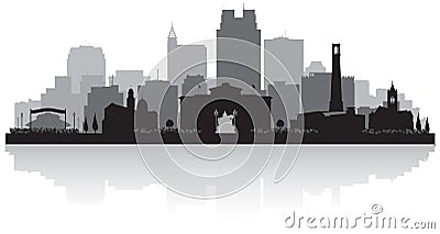 Raleigh North Carolina city skyline silhouette Vector Illustration