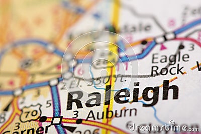 Raleigh, North Carolina on map Stock Photo