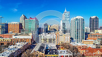 Raleigh North Carolina NC Drone Skyline Aerial Stock Photo