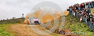 Rally car and lot of spectators Editorial Stock Photo