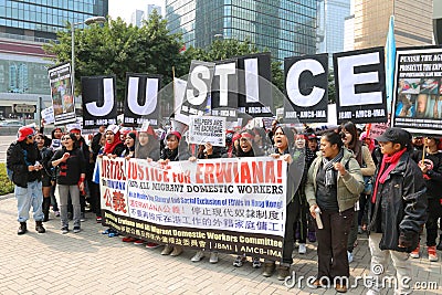 Rally for Justice for Erwiana in Hong Kong Editorial Stock Photo