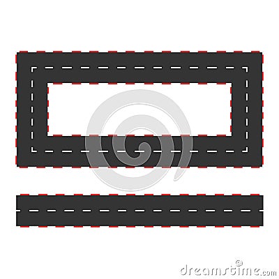 Rally line track road border karting. Race lane formula marking circuit Vector Illustration