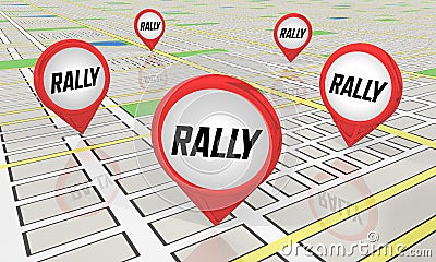 Rally Locations Map Pins Events Planned Spots Areas 3d Illustration Stock Photo