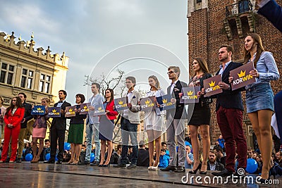 During the rally of the presidential candidate of Poland - Janusz Korwin-Mikke Editorial Stock Photo