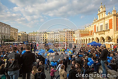 During the rally of the presidential candidate of Poland - Janusz Korwin-Mikke Editorial Stock Photo