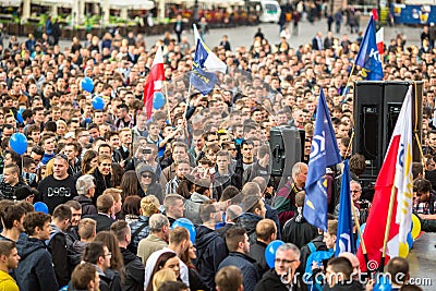 During the rally of the presidential candidate of Poland - Janusz Korwin-Mikke Editorial Stock Photo