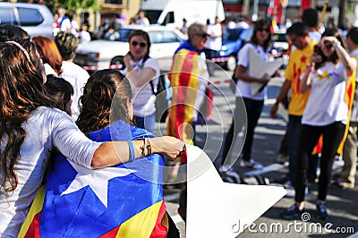 Rally in support for the independence of Catalonia in Barcelona, Editorial Stock Photo