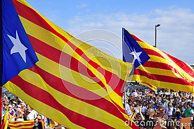 Rally in support for the independence of Catalonia in Barcelona, Editorial Stock Photo