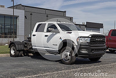 Ram 5500 Chassis Cab display at a dealership. Ram offers the 5500 with heavy duty HEMI or Turbo Diesel Engines Editorial Stock Photo
