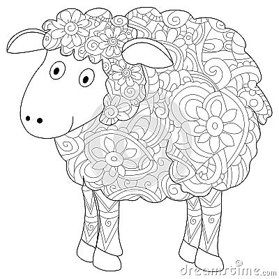 Ram Coloring book vector for adults Vector Illustration