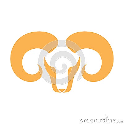 Ram face with horns icon logo Vector Illustration