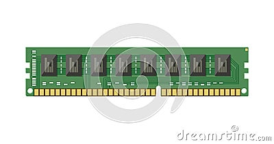 RAM flash memory chip isolated on white. Vector Illustration