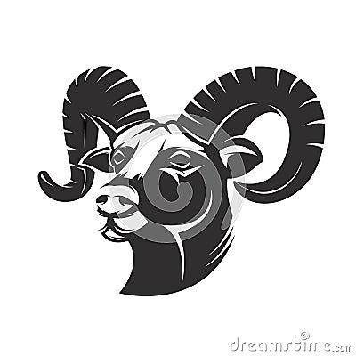 Ram icon isolated on white background. Mutton head. Vector Illustration