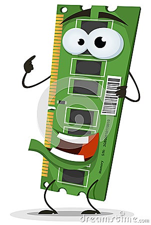 RAM Memory Card Character Vector Illustration