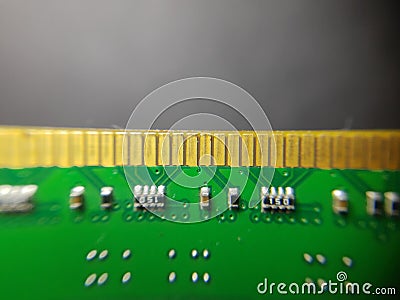 RAM memory circuit board of computer macro close-up, Computer Hardware Motherboard Stock Photo