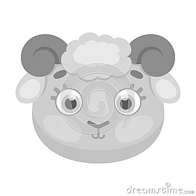 Ram muzzle icon in monochrome style isolated on white background. Animal muzzle symbol stock vector illustration. Vector Illustration