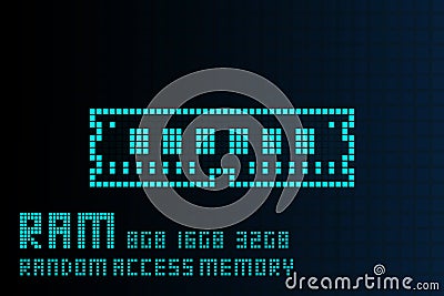 RAM random access memory blue abstract technology futuristic hud Vector Illustration