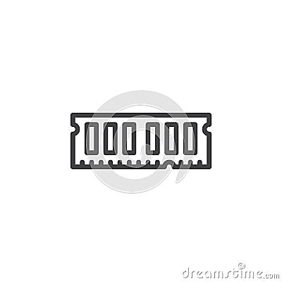 RAM, random access memory line icon, outline vector sign, linear style pictogram isolated on white Vector Illustration